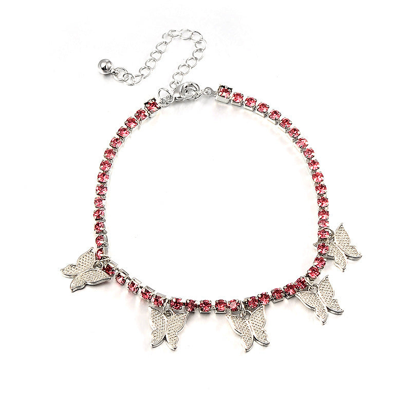 Butterfly Bling Cuban Anklet
