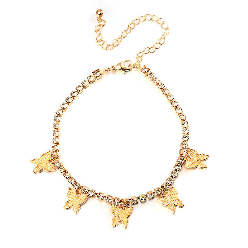 Butterfly Bling Cuban Anklet