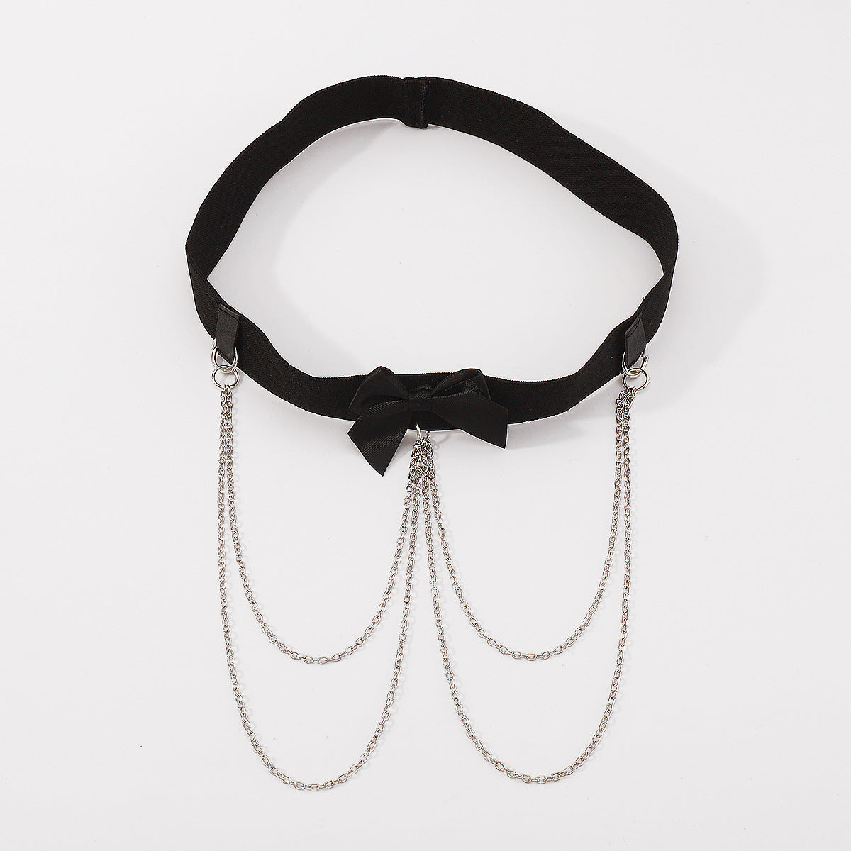 Chic Bow Tassel Leg Bracelet – Elastic Garter with Chain Accent