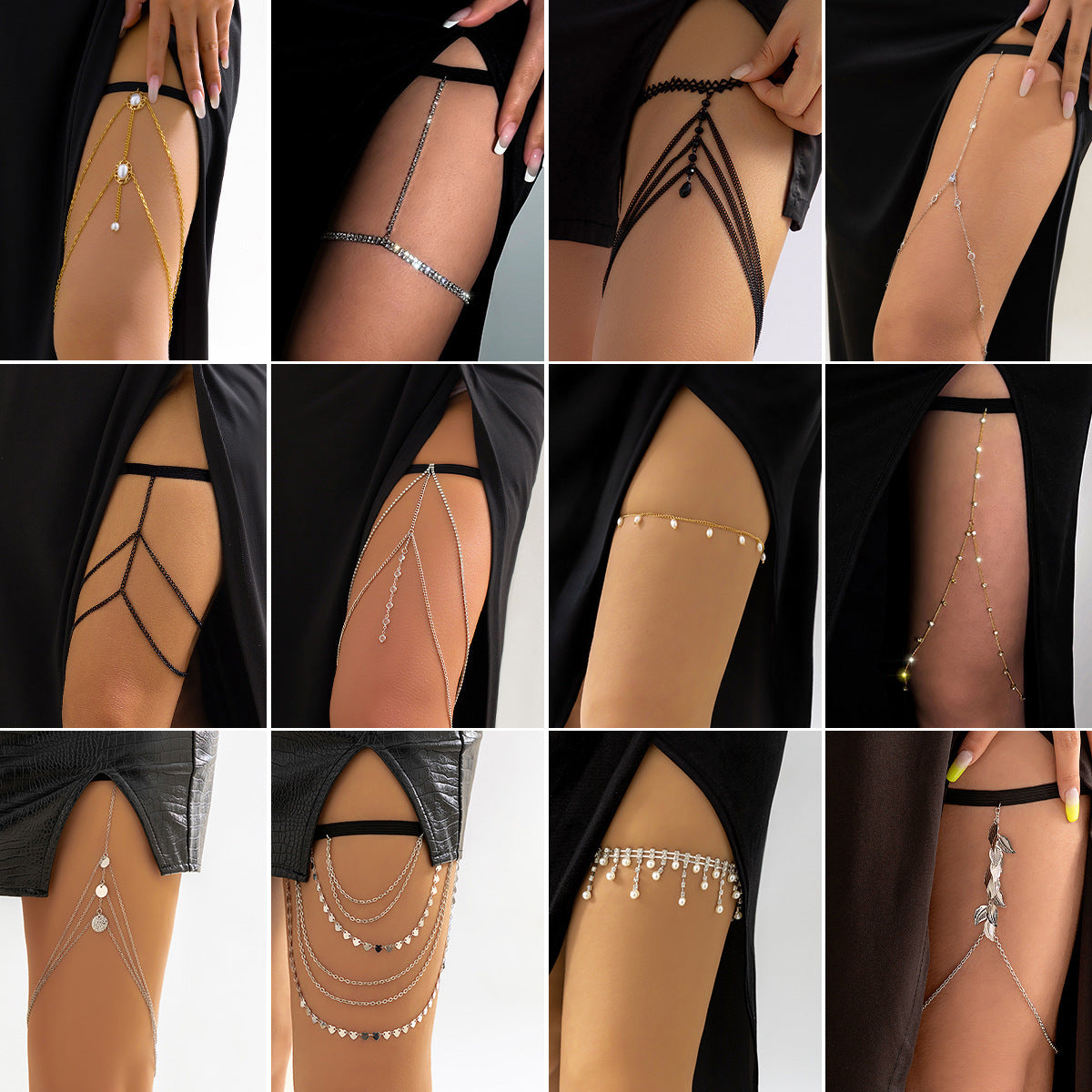 Elegant Bow & Chain Leg Bracelet – Adjustable Garter with Tassel Accent