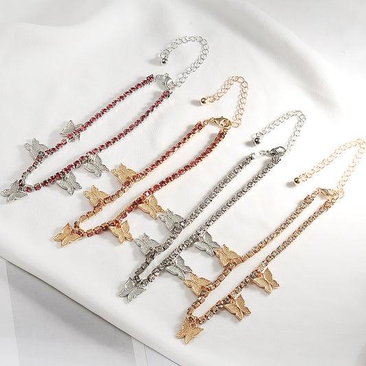 Butterfly Bling Cuban Anklet
