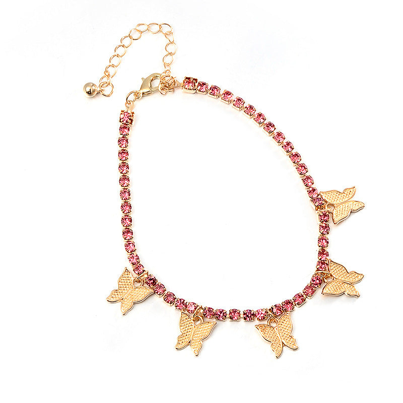 Butterfly Bling Cuban Anklet