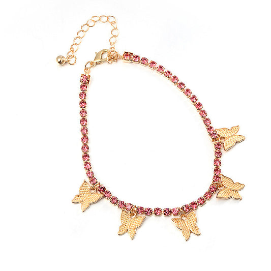 Butterfly Bling Cuban Anklet