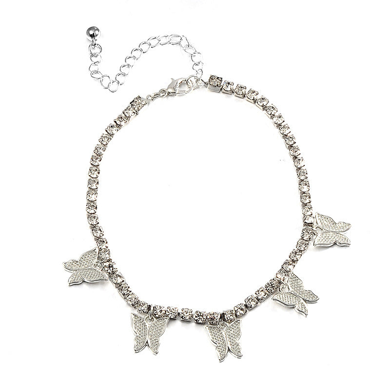 Butterfly Bling Cuban Anklet
