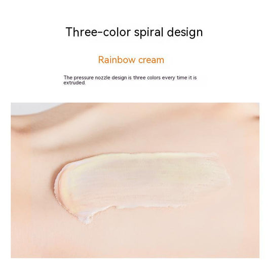 Tricolor Rainbow Makeup Primer – Color-Correcting & Hydrating Base