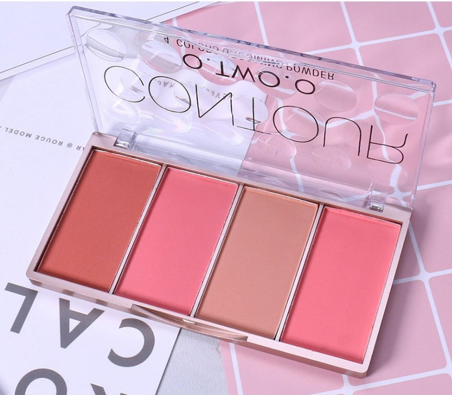 Rose Gold 4-Color Blush & Highlighter Palette – Glow & Define