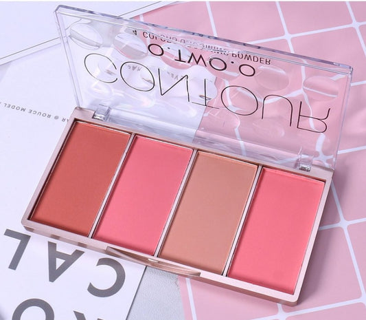 Rose Gold 4-Color Blush & Highlighter Palette – Glow & Define