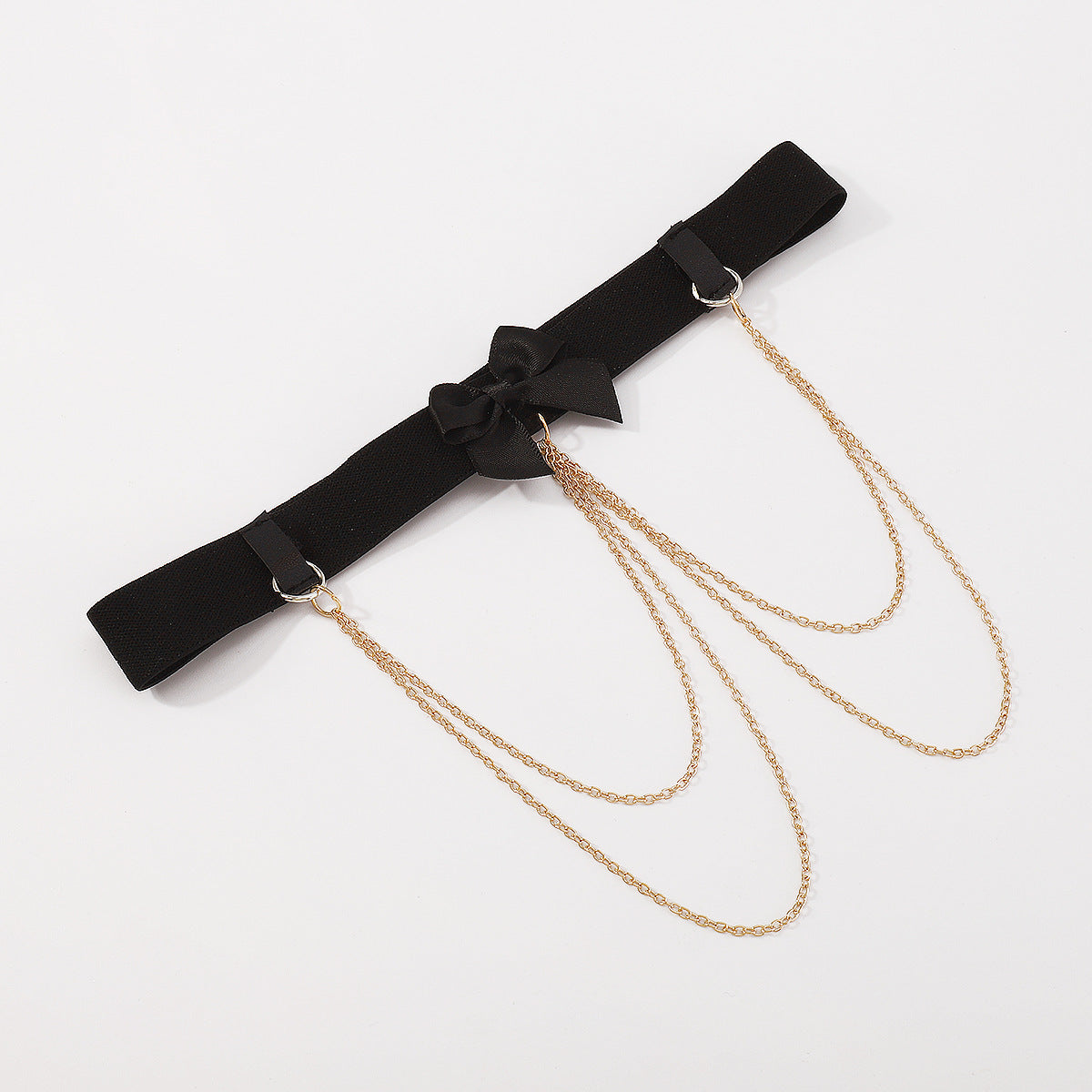 Chic Bow Tassel Leg Bracelet – Elastic Garter with Chain Accent