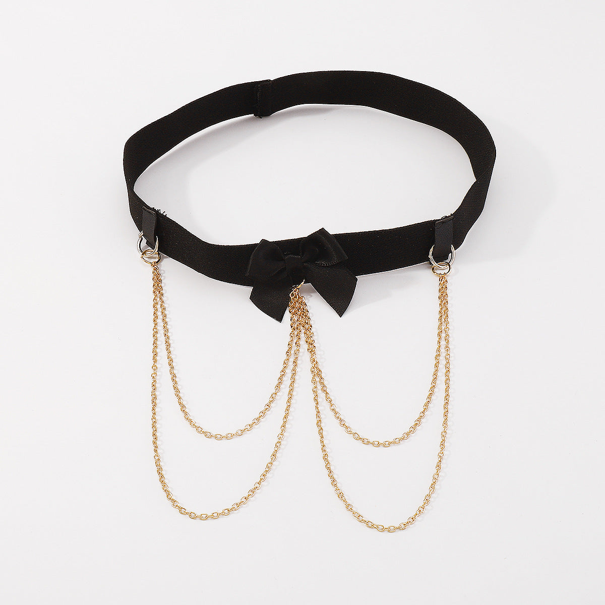 Chic Bow Tassel Leg Bracelet – Elastic Garter with Chain Accent