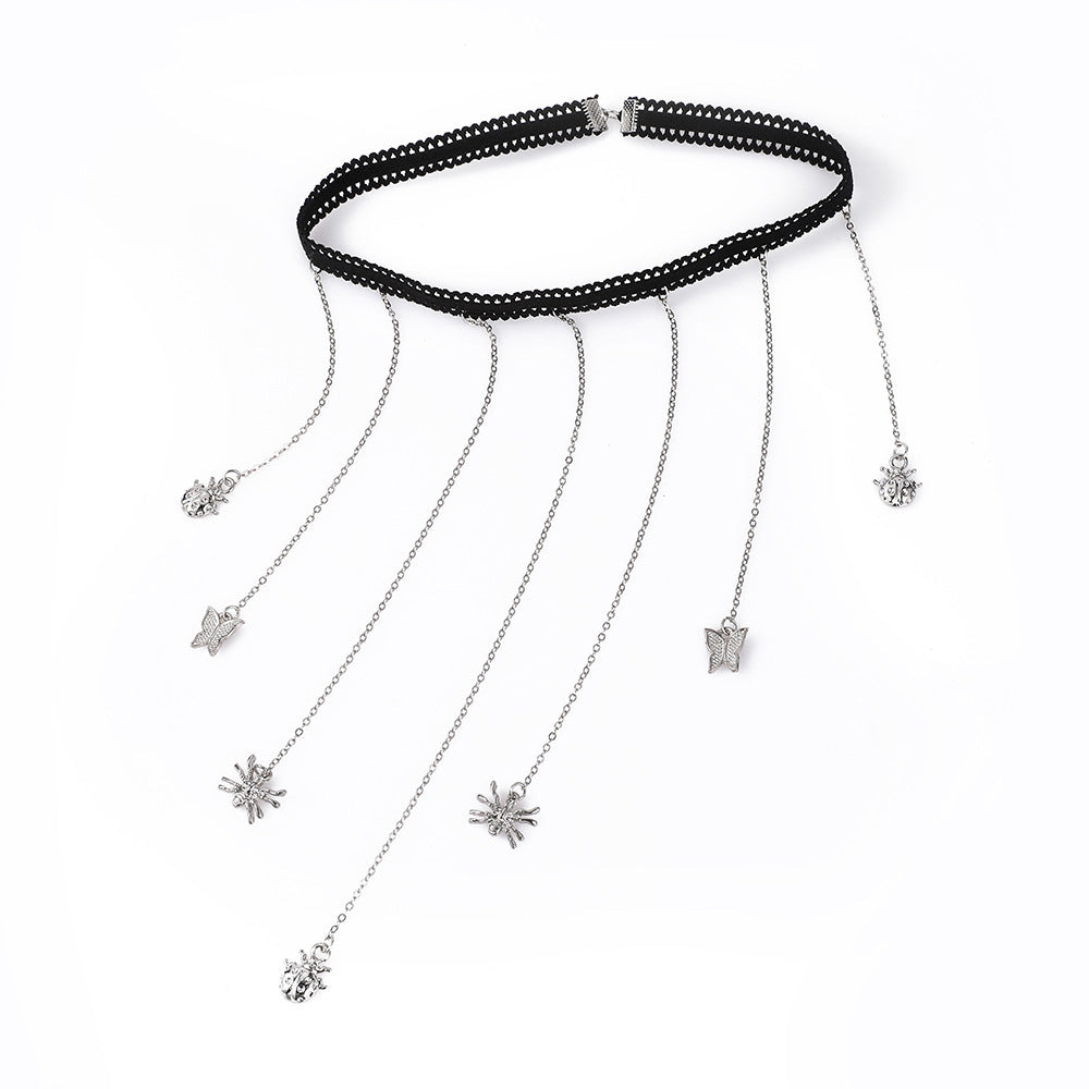 Lace Charm Leg Bracelet – Elegant Stretch Garter with Bow & Tassel